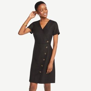 NEW Ann Taylor Side Button Linen ALine Dress Black